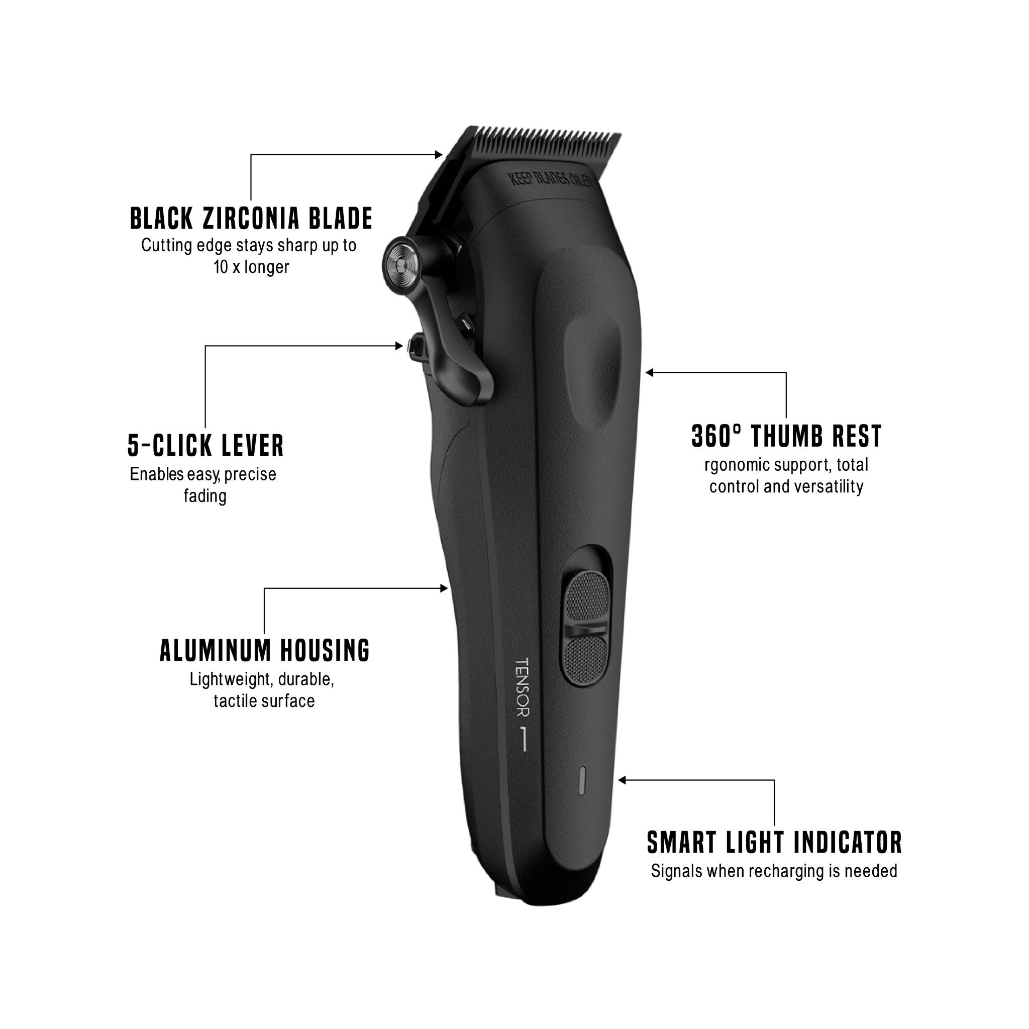 Tensor 1 Black – 人工智能驱动的专业理发师和理发器